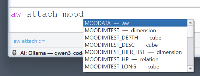 OLAP object-name completion