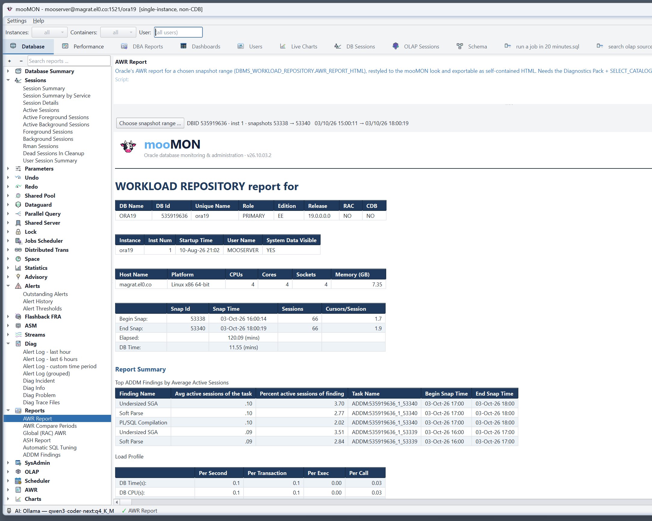 The Database report tree